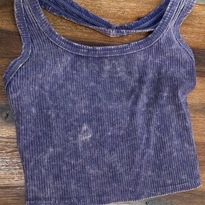Wild Fable Deep Purple Wash Ribbed Top